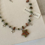 Colorful Irregular Natural Stone Star Pendant Necklace