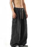 Black Baggy Cargo Jeans Trousers