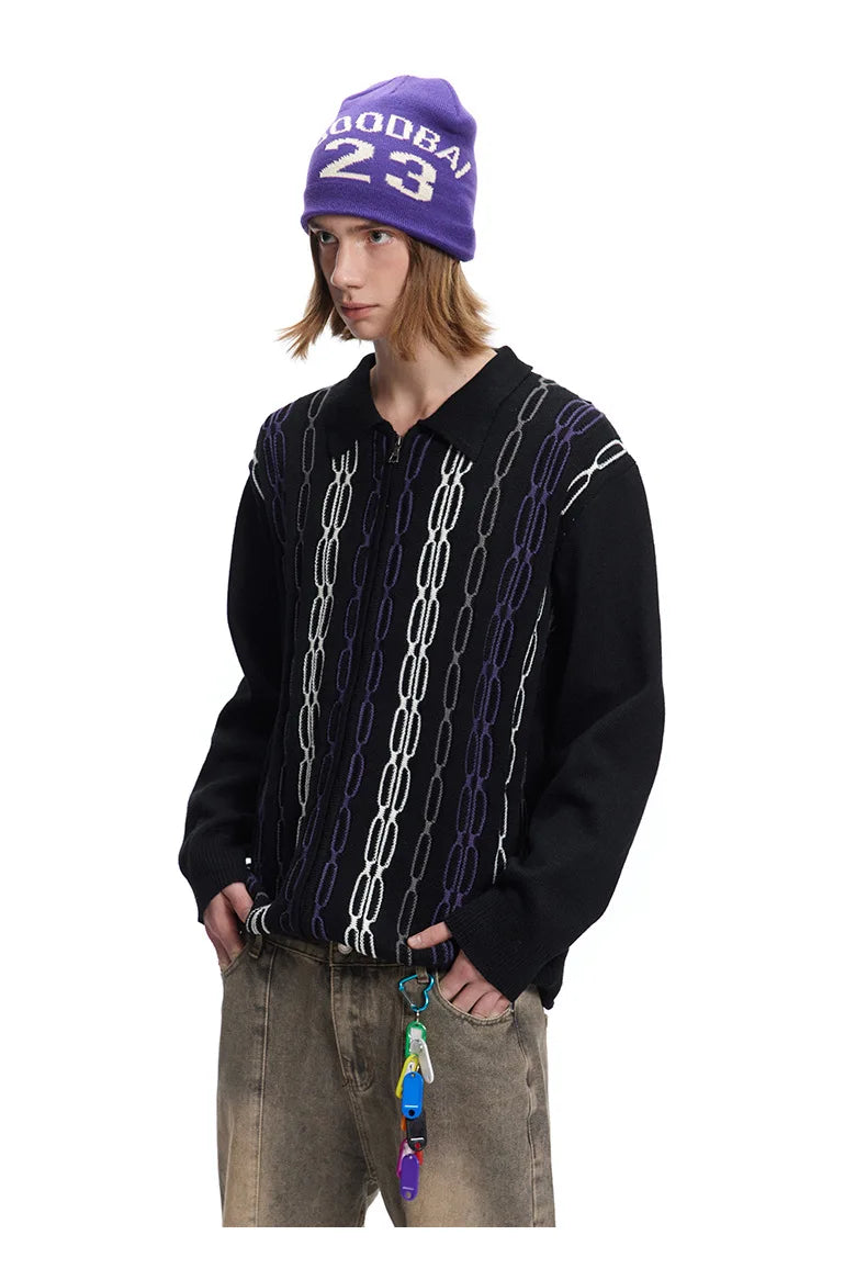 Cable Knit Zip-Up Sweater