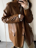 Women Stylish Retro Loose Motorcycle Leather Jacket