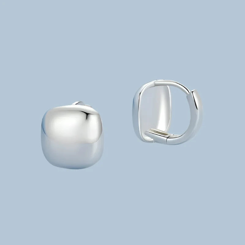 Chunky Square Hoop Sterling Silver Earring
