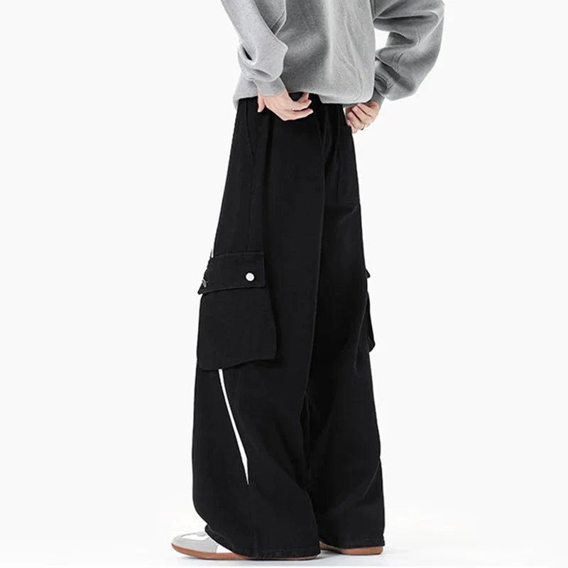 Drawstring Retro Elastic Cargo Jeans