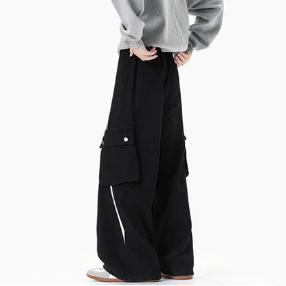 Drawstring Retro Elastic Cargo Jeans