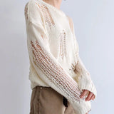 Women Autumn Hollow Out Knitted Sweater