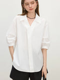 Women Elegant French Style V-Neck Blouse Shirt