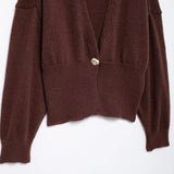 Flattering Y2K Brown Knitted V-Neck Cardigan