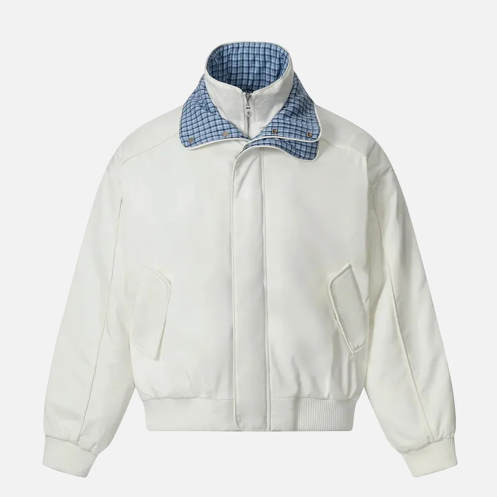 Retro Plaid Patchwork Fake Two Piece Padded Jacket