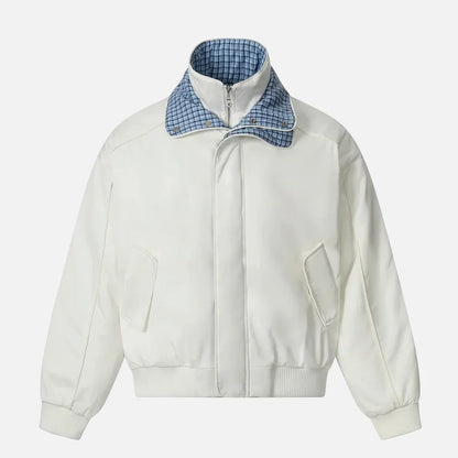 Retro Plaid Patchwork Fake Two Piece Padded Jacket