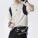 Breathable Contrast Embroidery Short Sleeve T-Shirt