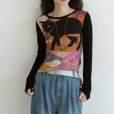 Vintage Gothic Long Sleeve Crop T-Shirt