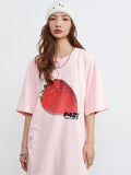 Women Retro Sweet Strawberry Graphic T-Shirt