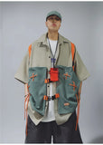 Vintage Patchwork Cargo Short Sleeve Shirt