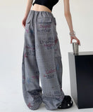 Hand-Painted Vintage Wide-Leg Casual Sweatpants