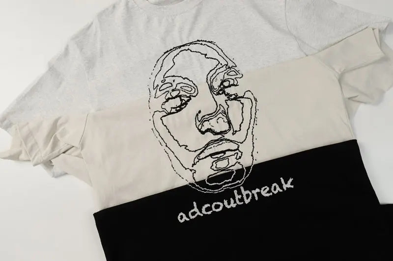 Faded Face Embroidery T-shirt