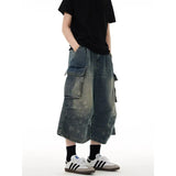 Vintage American Style Washed Denim Jorts