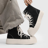 Black Slip Resistant Canvas Platform Sneakers