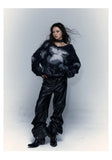Model wearing thenblack Textured Patterned Sweater