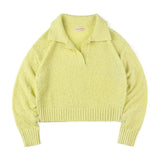 Yellow Ribbed Cropped Knitwear Sweater
