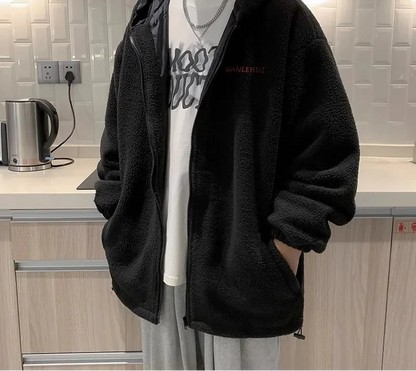 Y2K Warm Thickened Lapel Hooded Faux Fur Jacket