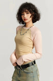 Color Contrast Long Sleeve Women's T-shirt