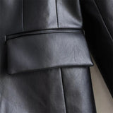 Trendy European Style Classic Suit Leather Coat