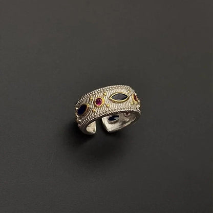 Creative Multicolor Zircon Stripe Open Ring