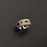 Creative Multicolor Zircon Stripe Open Ring