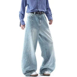 Minimal Look Gradient Washed Wide Leg Jeans