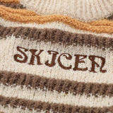 Embroidery Contrast Color Striped Sweater