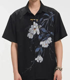 Flattering Stylish Black Printed Lapel Shirt