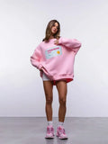 Women Cozy Warm Oversized Round Neck Sweatshirt