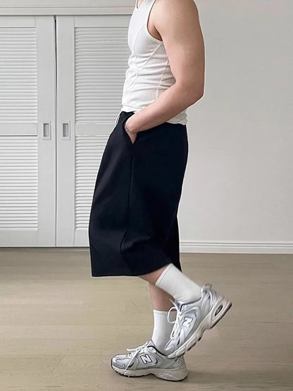 Soft Gray Loose Casual Drawstring Jorts