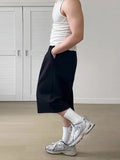 Soft Gray Loose Casual Drawstring Jorts