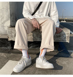 Solid Color Mid-waist Pants