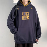 Plaid Splicing Oversized Fake Two Pieces Hoodie
