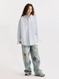 DAXUEN Oversized striped button-up shirt