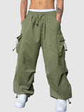 Loose Solid Drawstring Cargo Pants