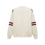 Casual Retro Letter Print Knitted V-Neck Sweater