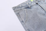 Butterfly Snake Embroidery Straight Denim Pants