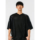 Casual Japanes Style Breathable Mesh V-Neck T-Shirt
