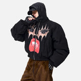 Thickened Pattern Printed Baseball Puffer Jacket