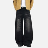 Vintage Washed Deconstructed Moustache Effect Jeans
