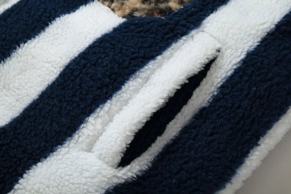 Vintage Striped Fleece Jacket