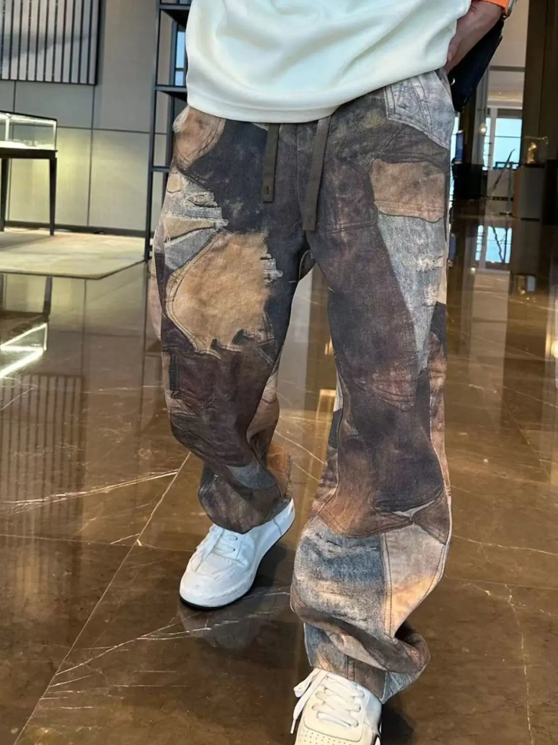 Retro Oversize Color Block Tapered Pants