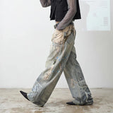 American High Street 3D Print Wide Leg Jeans