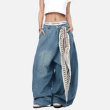 Y2K Street Muse Wide-Leg Scarf Jeans