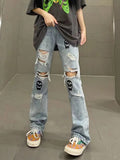 Frayed Skull Denim Jeans