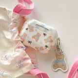 Front view of the Teddy Bear Bow Earbud Case