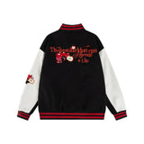 Cartoon Embroidery Single Breasted Baseball Varcity Jacket