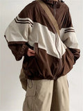 Color Block Hooded Oversized Jacket